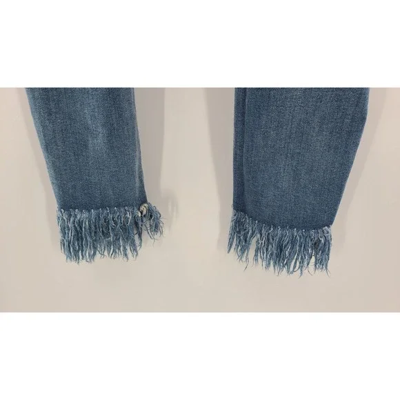 Free People Womens Jeans Size 29 Blue Distressed Frayed Hem Skinny Boho Indie - Picture 2 of 11